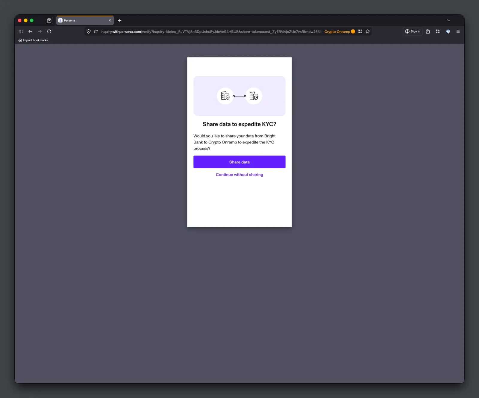 Client-side Share Token redemption flow within an Inquiry