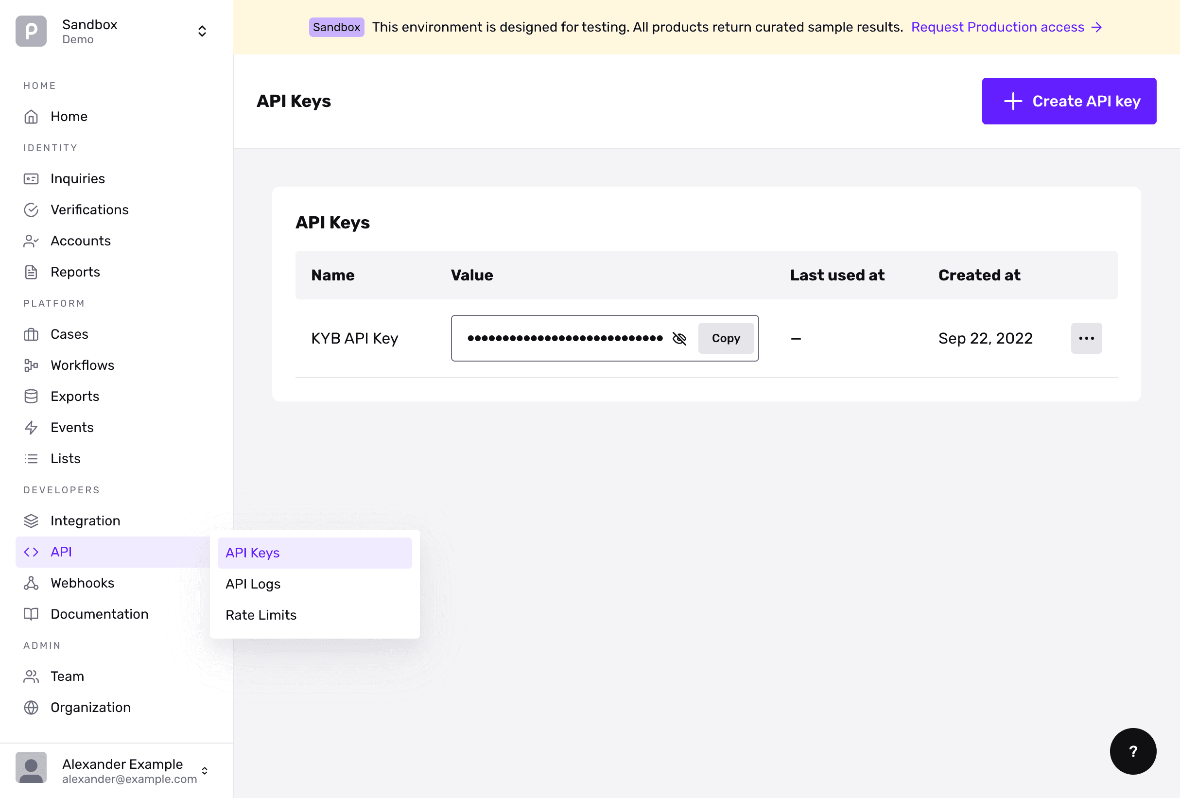 API Keys | Persona